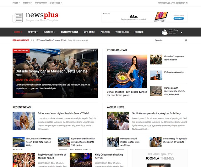 Shaper NewsPlus - Responsive News/Magazine Joomla Template