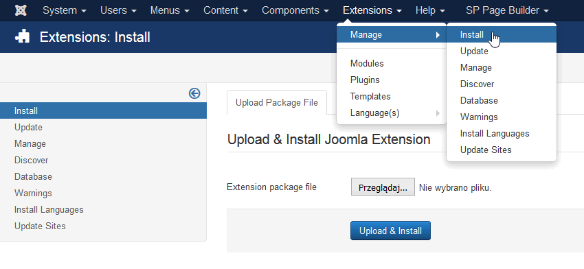 how to install component joomla 3.5
