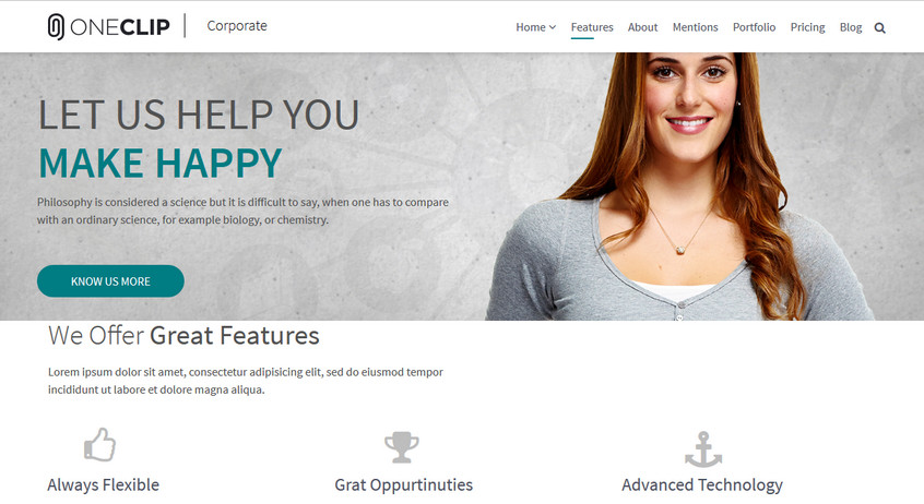 OneClip OnePage Single Page Joomal 3.6 template
