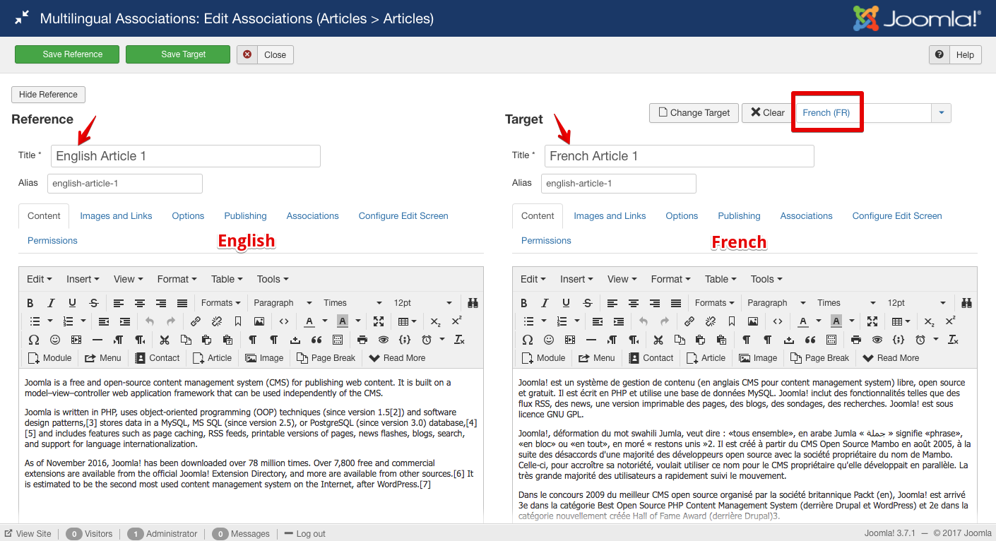 How to use new Multilingual Associations feature of Joomla 3.7