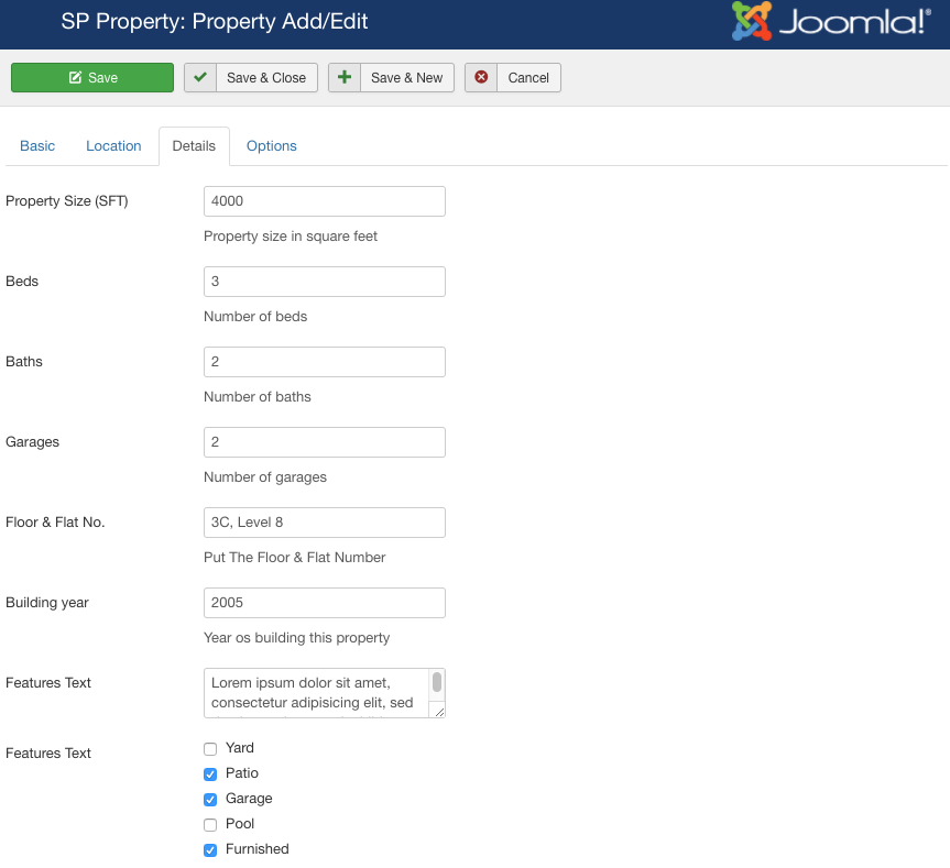 New property details add