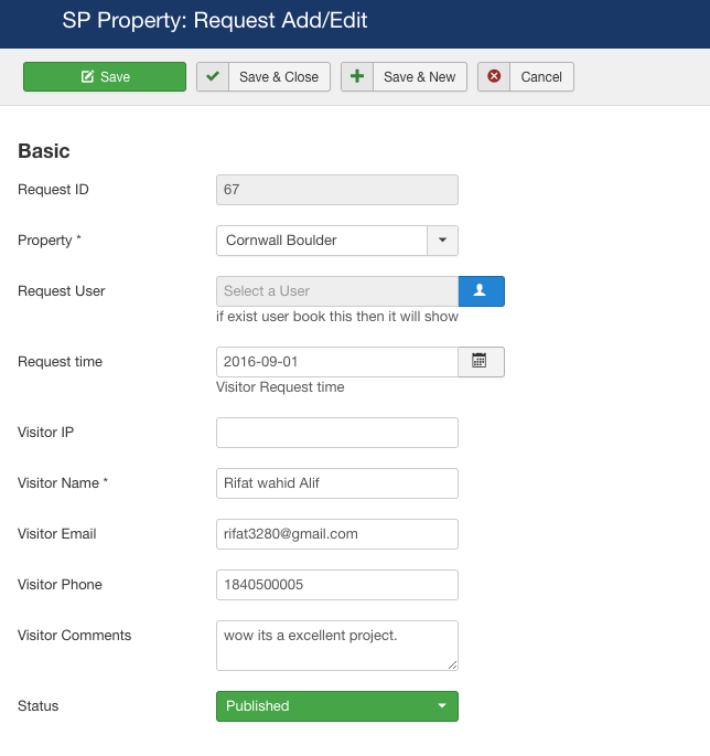 Property visit request