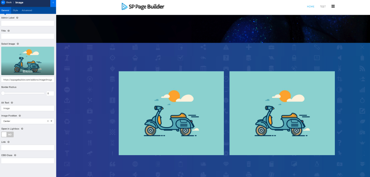 Adding the Image addon inside the columns
