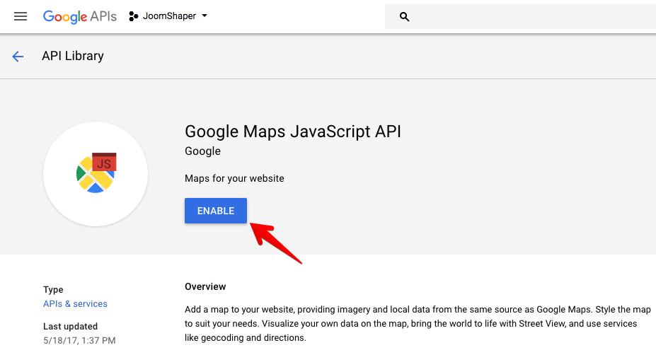 Creating the Google Maps API Key