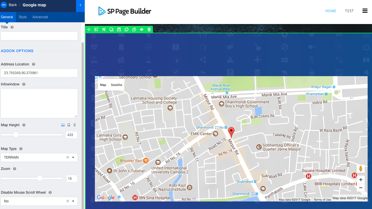 Adding Google Maps with SP Page Builder to a Joomla site