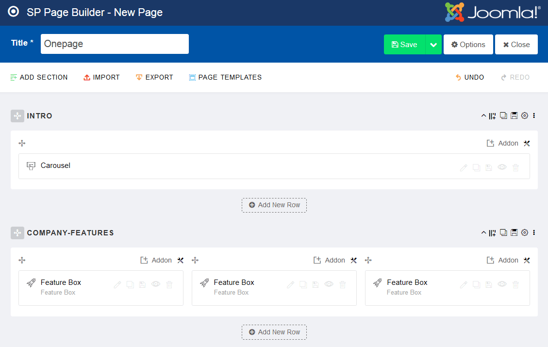 Page Builder Layout view