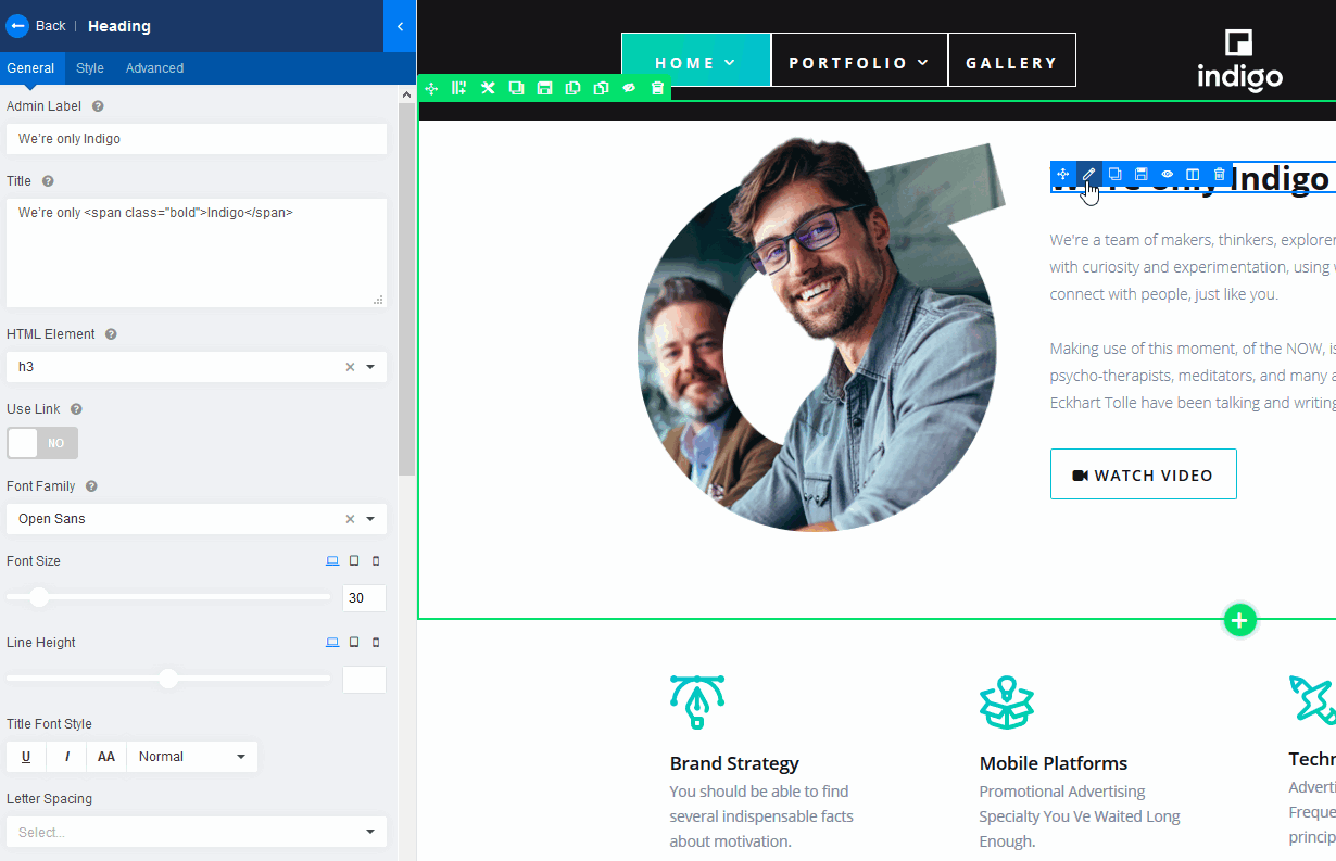 template indigo-front home page