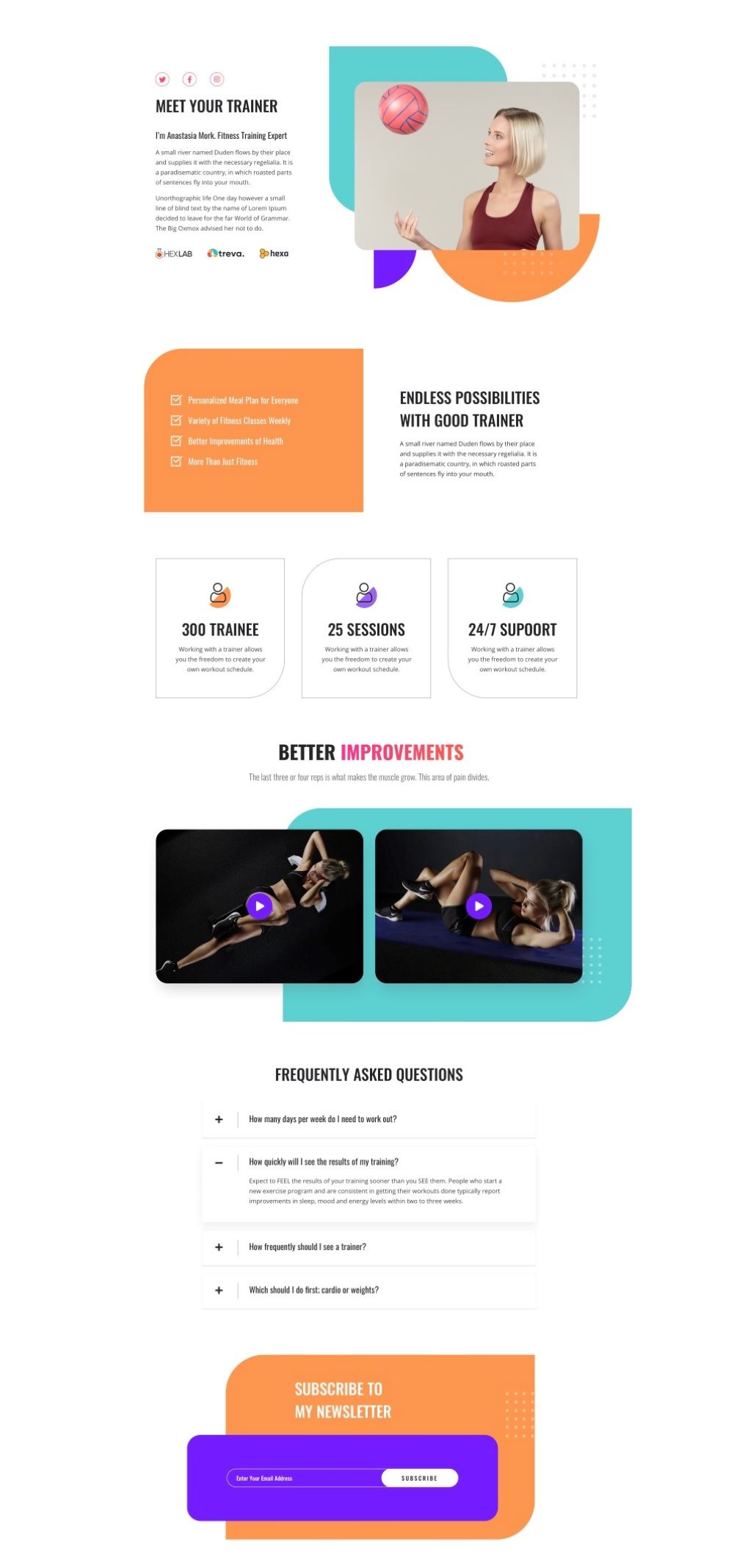 Fitness trainer layout bundle