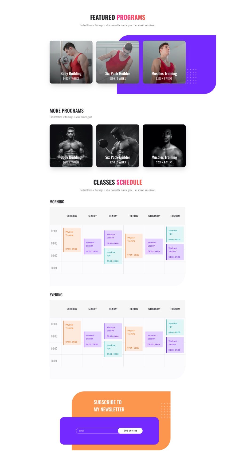 Fitness trainer layout bundle