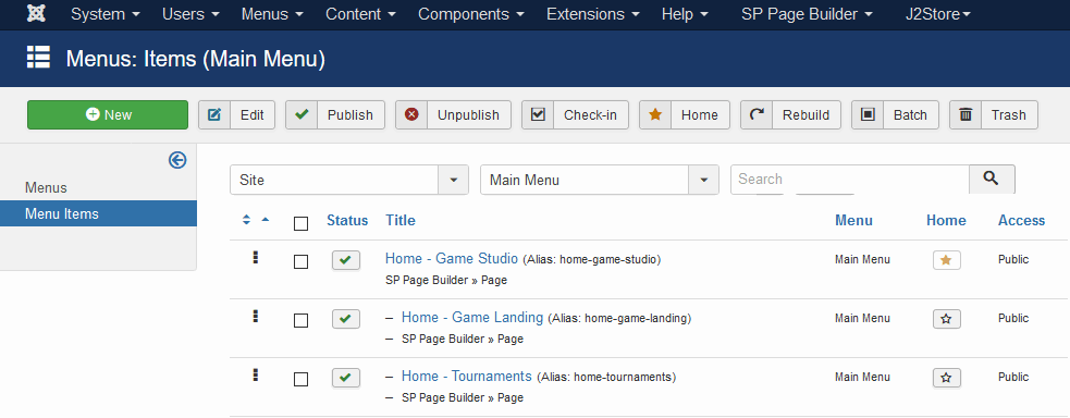 esports home page menu