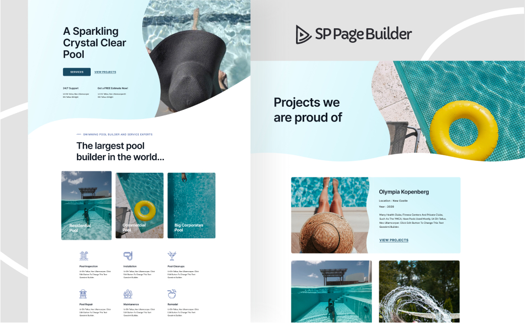 Introducing Pool Service-A Free Layout Bundle for SP Page Builder Pro