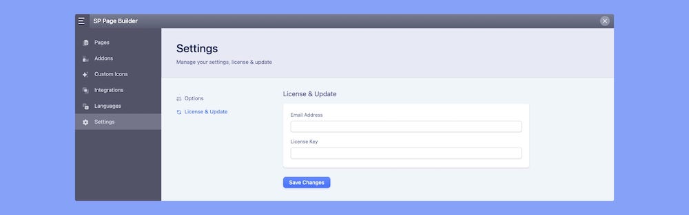 SP Page Builder 4.0 Dashboard Settings