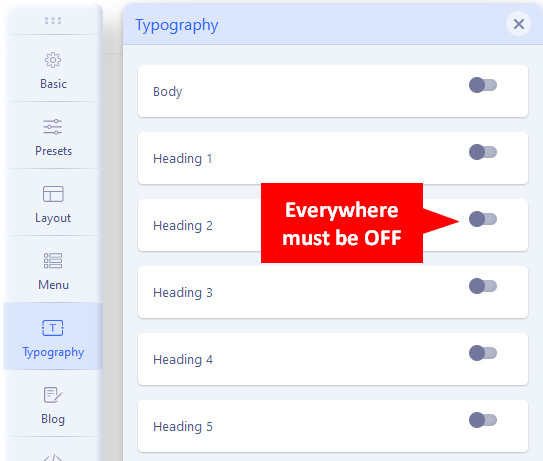 Off everywhere - or use OS fonts