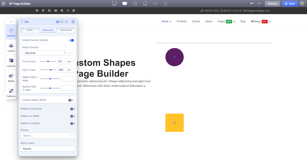 Create and Add a Square With SP Page Builder 4