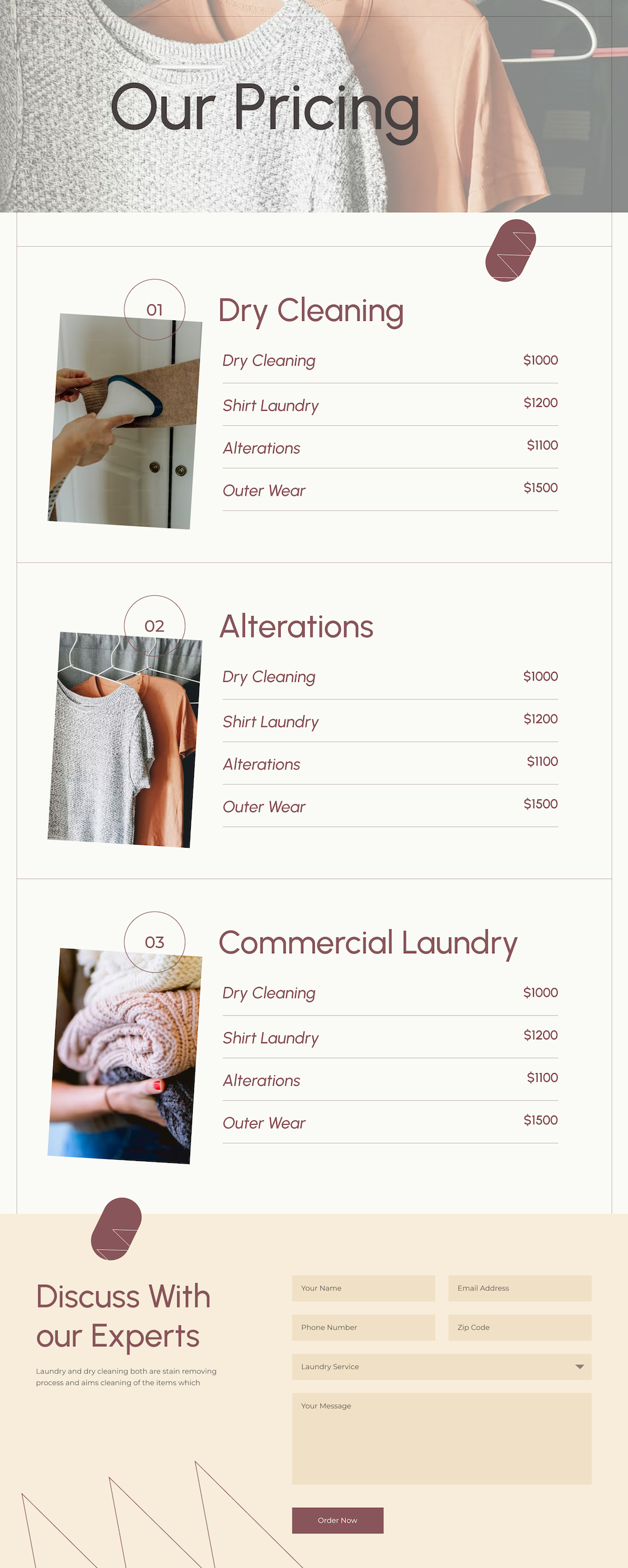 Laundromat Pricing Page