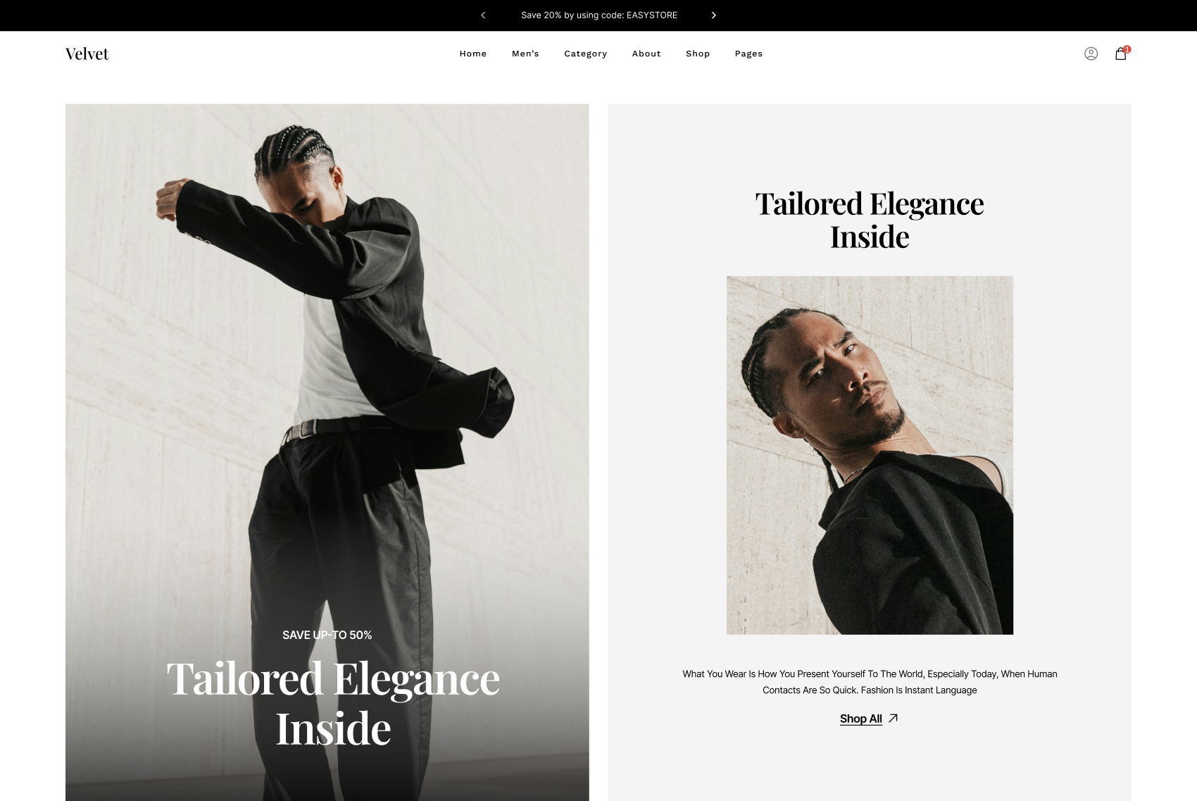 Velvet - An all-in-one eCommerce template for fashion-centric brands