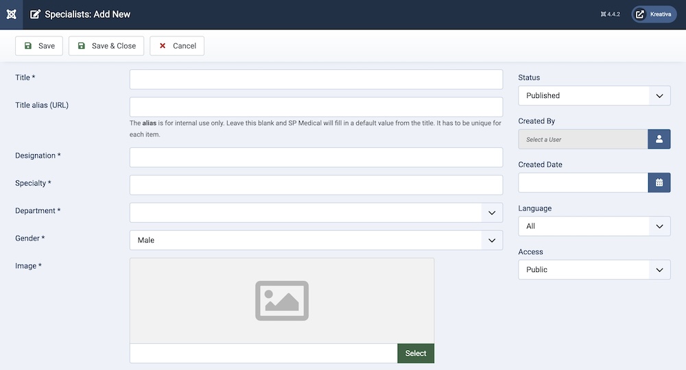 SP Medical Specialists Creation