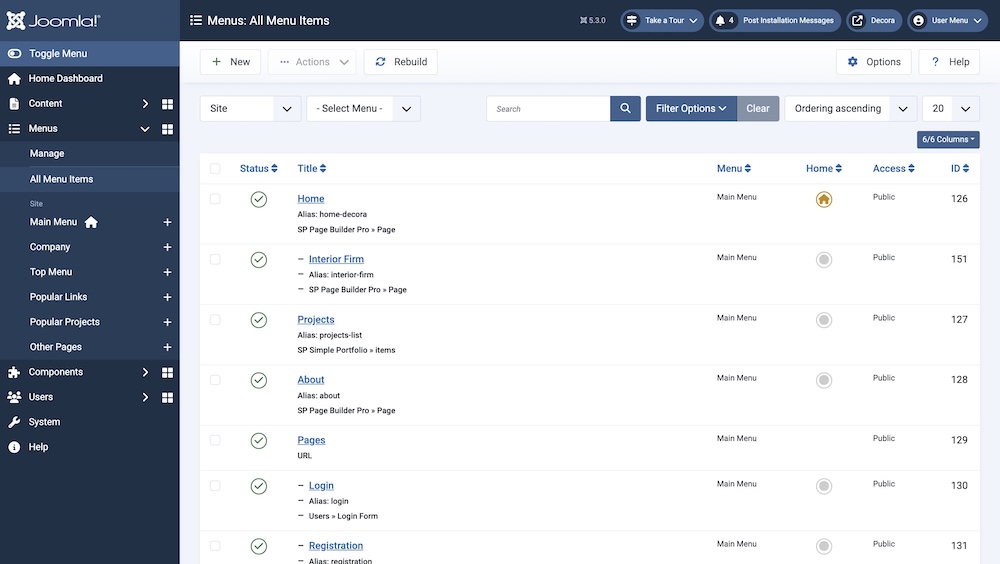 Assigning Home Page in Decora Assigning Home Page in Decora