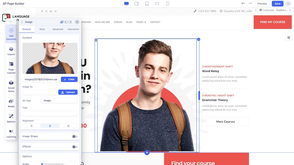 Frontend of Language School Template Frontend of Language School Template