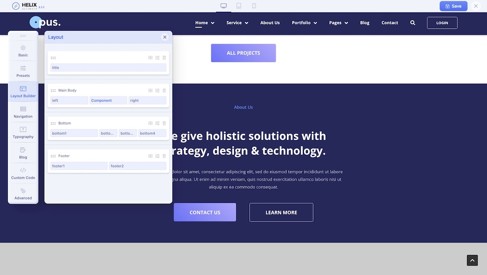 Layout in Opus Template Layout in Opus Template