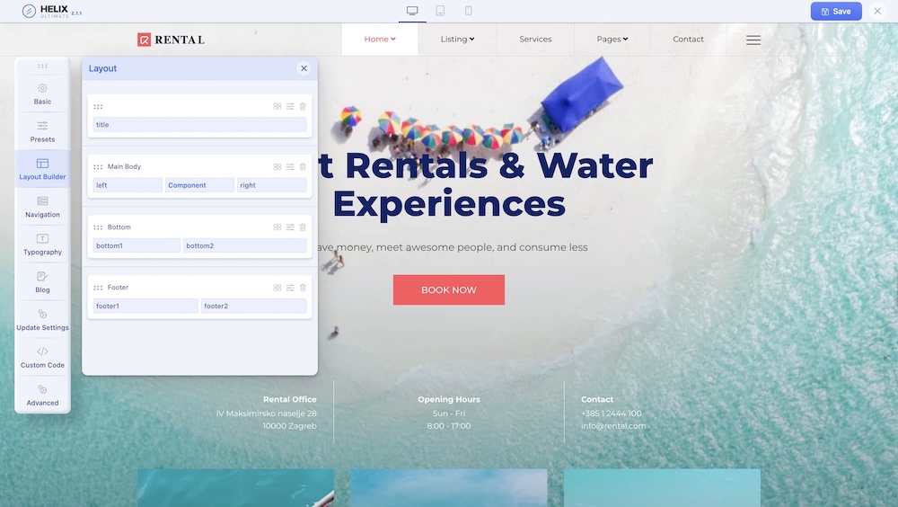 Layout in Rental Template Layout in Rental Template