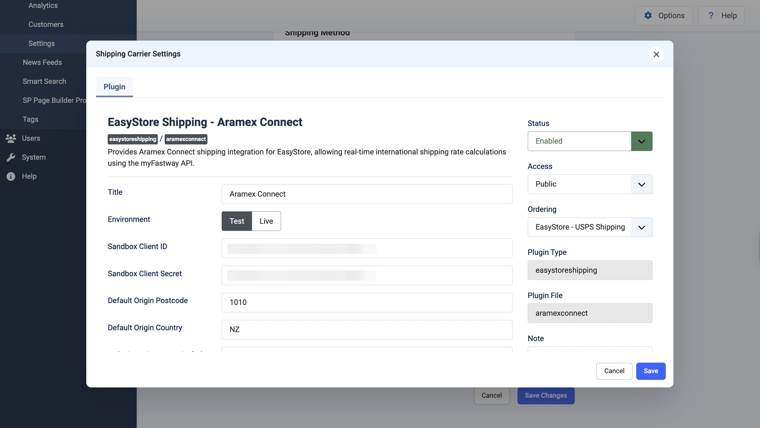 Configuring Aramex Connect Shipping Carrier
