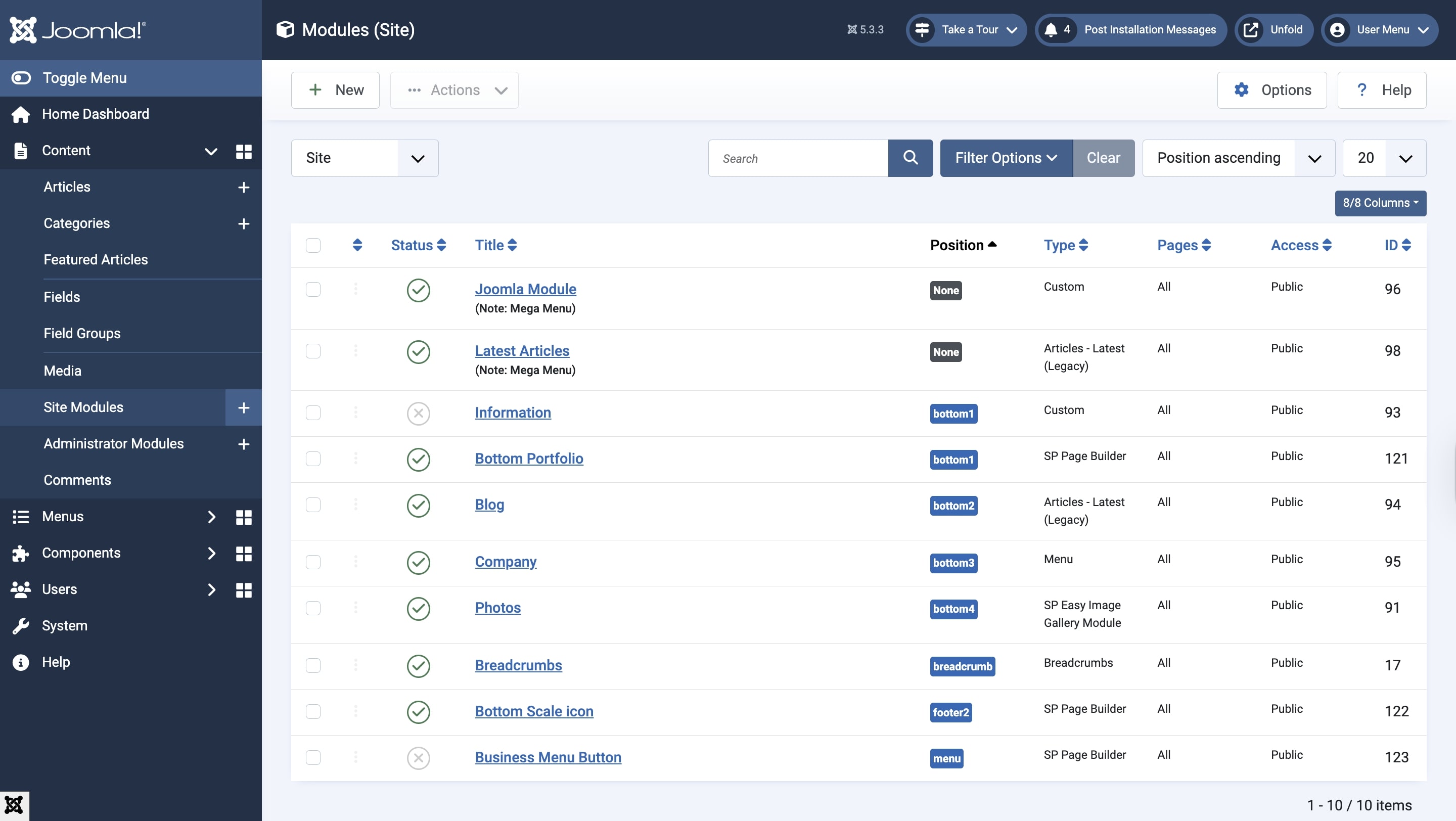 Site Modules Used in Unfold Template Site Modules Used in Unfold Template
