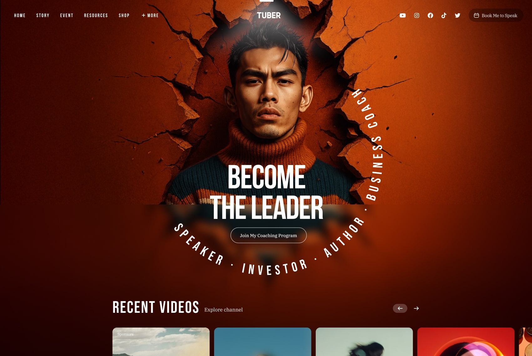 Tuber - Public Speaker & Influencer Portfolio Joomla Template