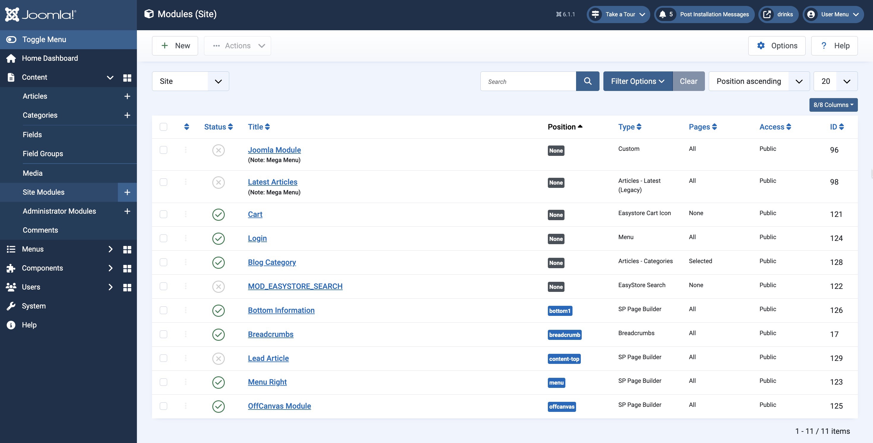Site Modules in Terrae Template