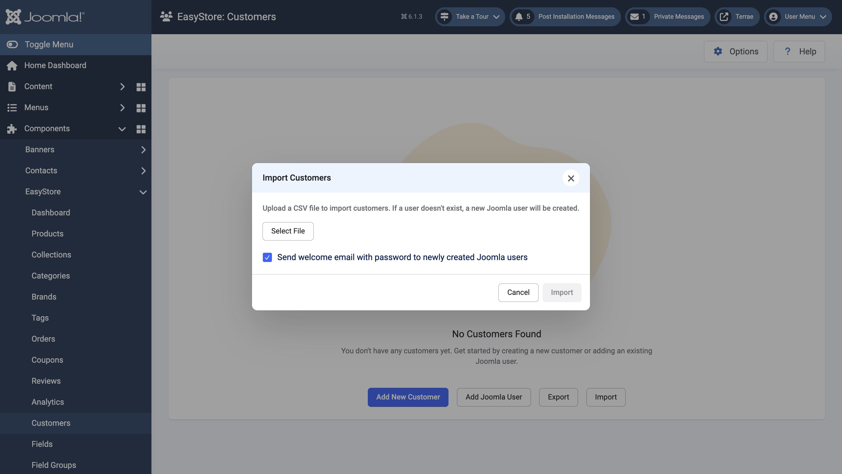 Importing Customers Importing Customers