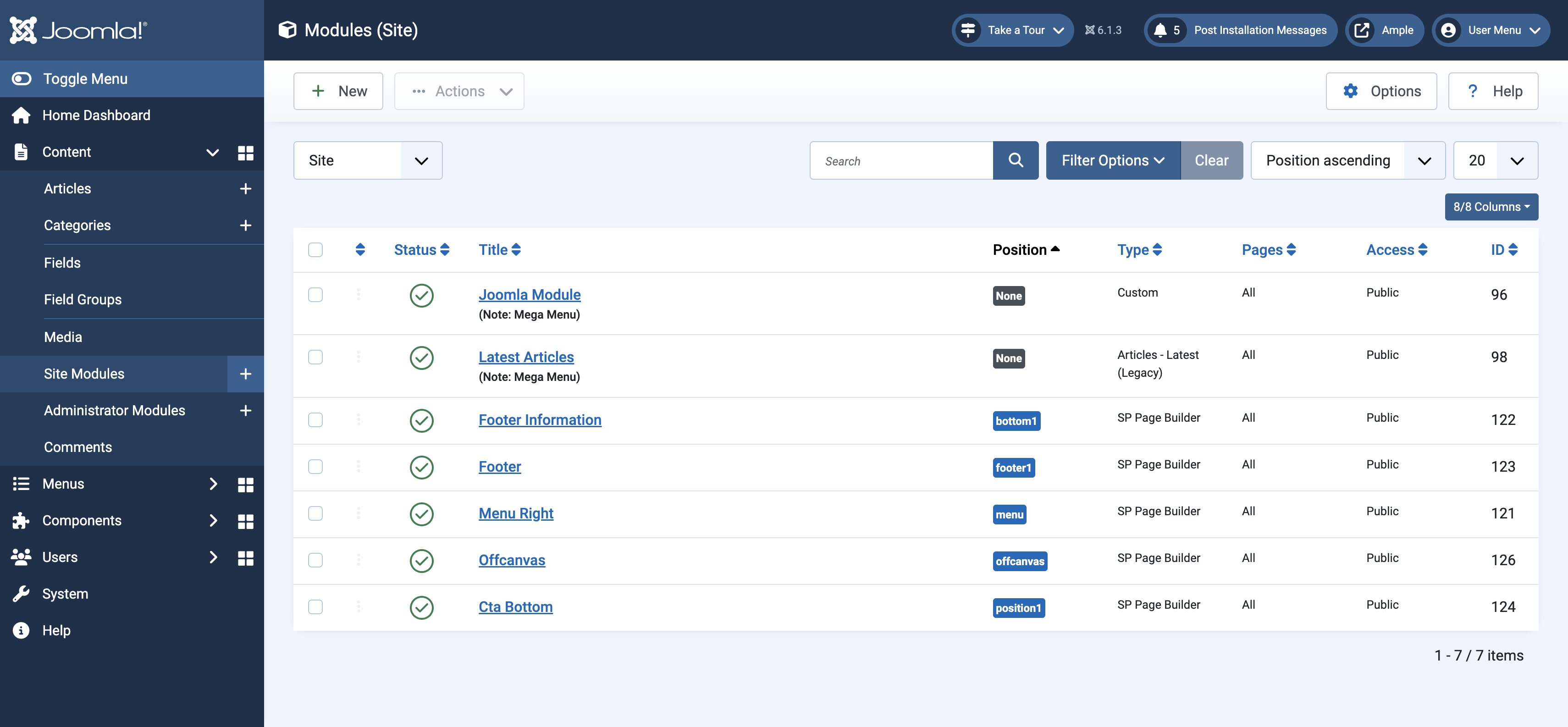 Modules in Ample Template Modules in Ample Template