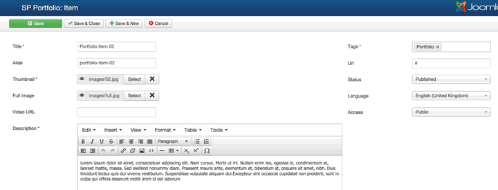 joomla portfolio component & module