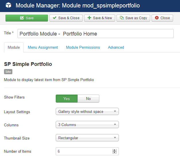 OnePage-settings-Portfolio Module-Portfolio Home