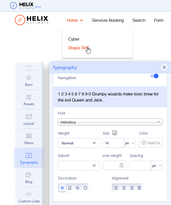 Menu-navigation-font-size